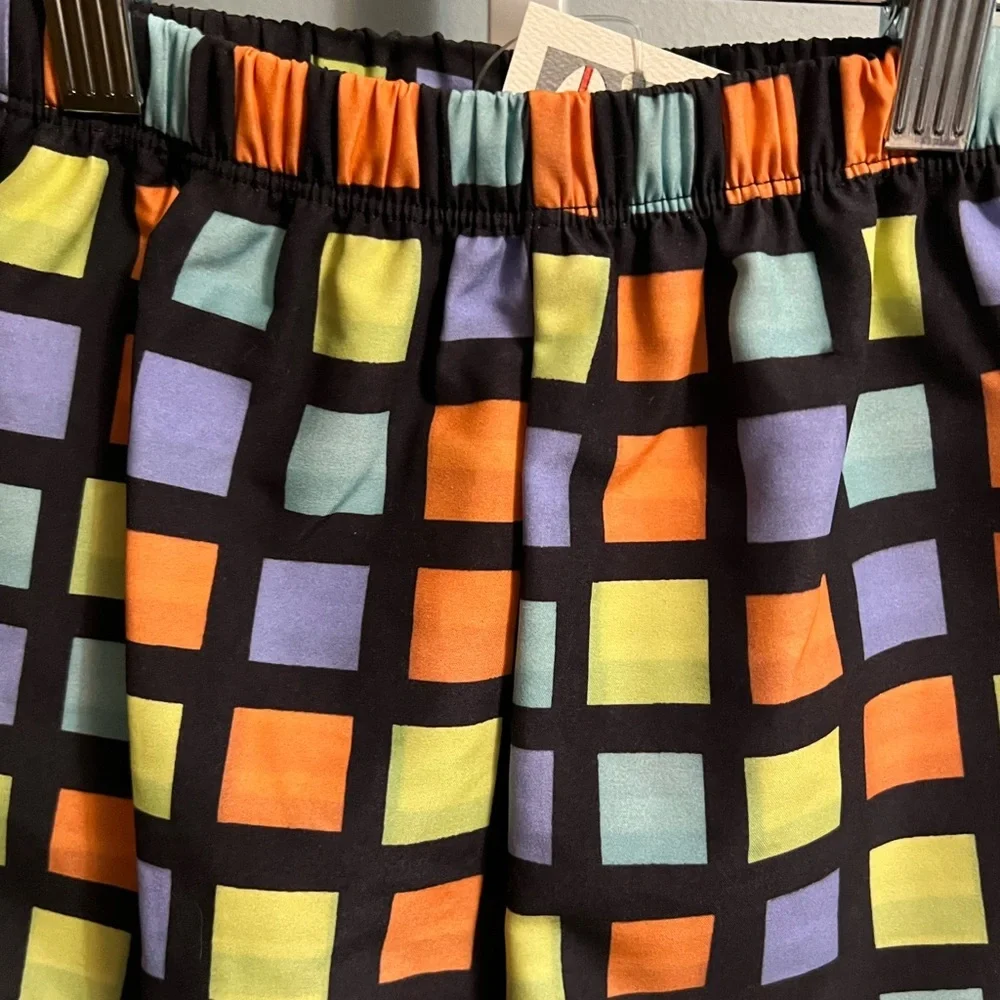 Cruz Black Grid Print Swim Shorts with Bright Squares NWT 3T